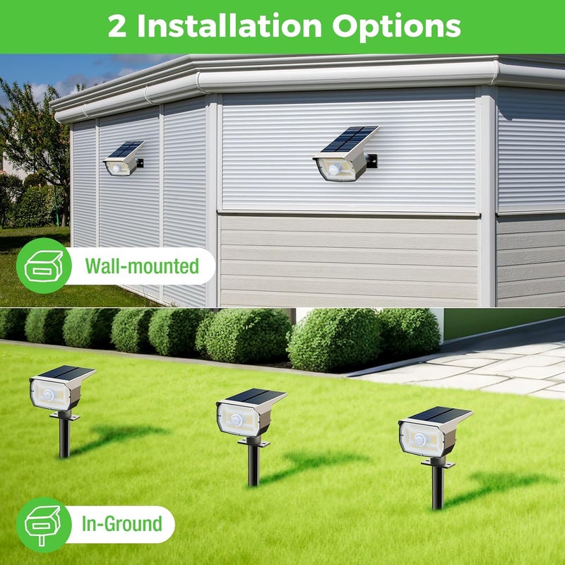 nipify 1 Pack Solar Lights Outdoor Waterproof, Motion Sensor Spot Lights 3 Modes Solar Powered Spotlights 2-in-1 Auto On/Off Landscape Lighting for Outside Yard Wall Garden, Cool White - Image 3